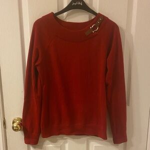 Ralph Lauren Red Crew Neck Sweater with Buckle Accent